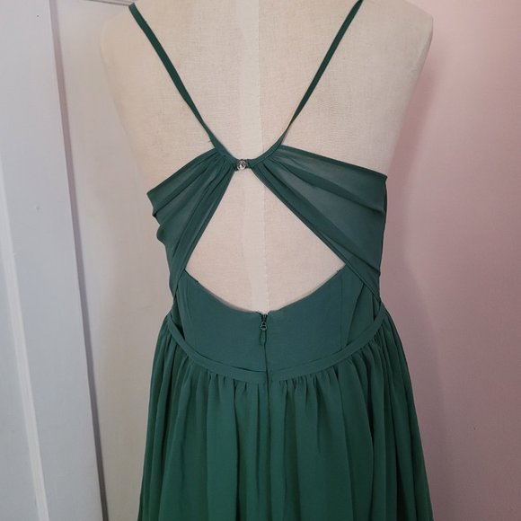 Azazie Bridesmaid Dress A-Line Pleated Eucalyptus Green Size L - Picture 3 of 12